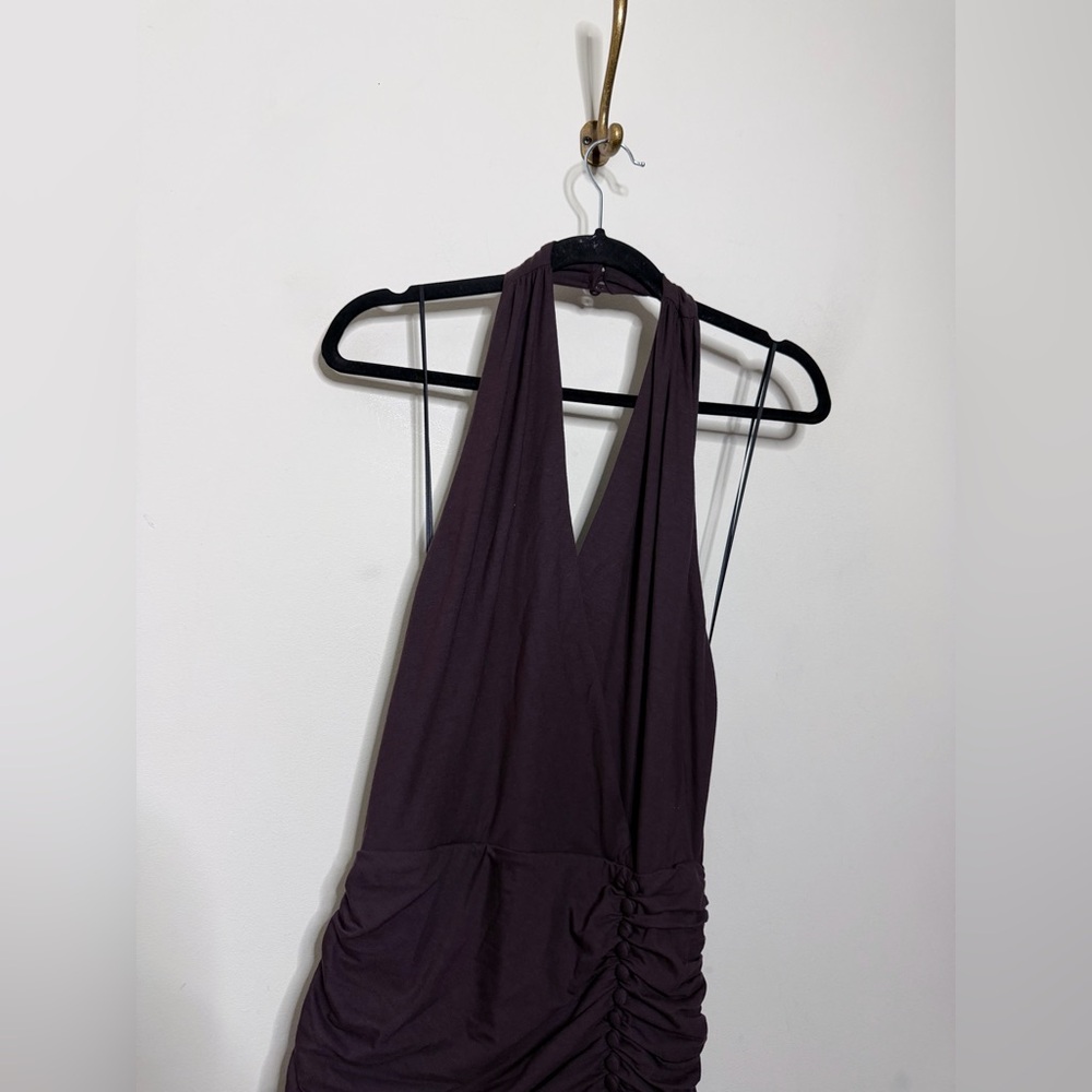 Reformation Arden Knit Dress Halter Black Currant Brown - Picture 6 of 9